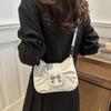 PU Leather Square Pleated Handbag Underarm Bow  Armpit Bag Fashion Bowknot Shoulder Bag  Work