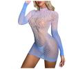 Bikini Underwear Women Women's Sexy Erotic Lingerie Mesh Dress Long Sleeved Jumpsuit Blue Women Cosplay Lingerie Costumes