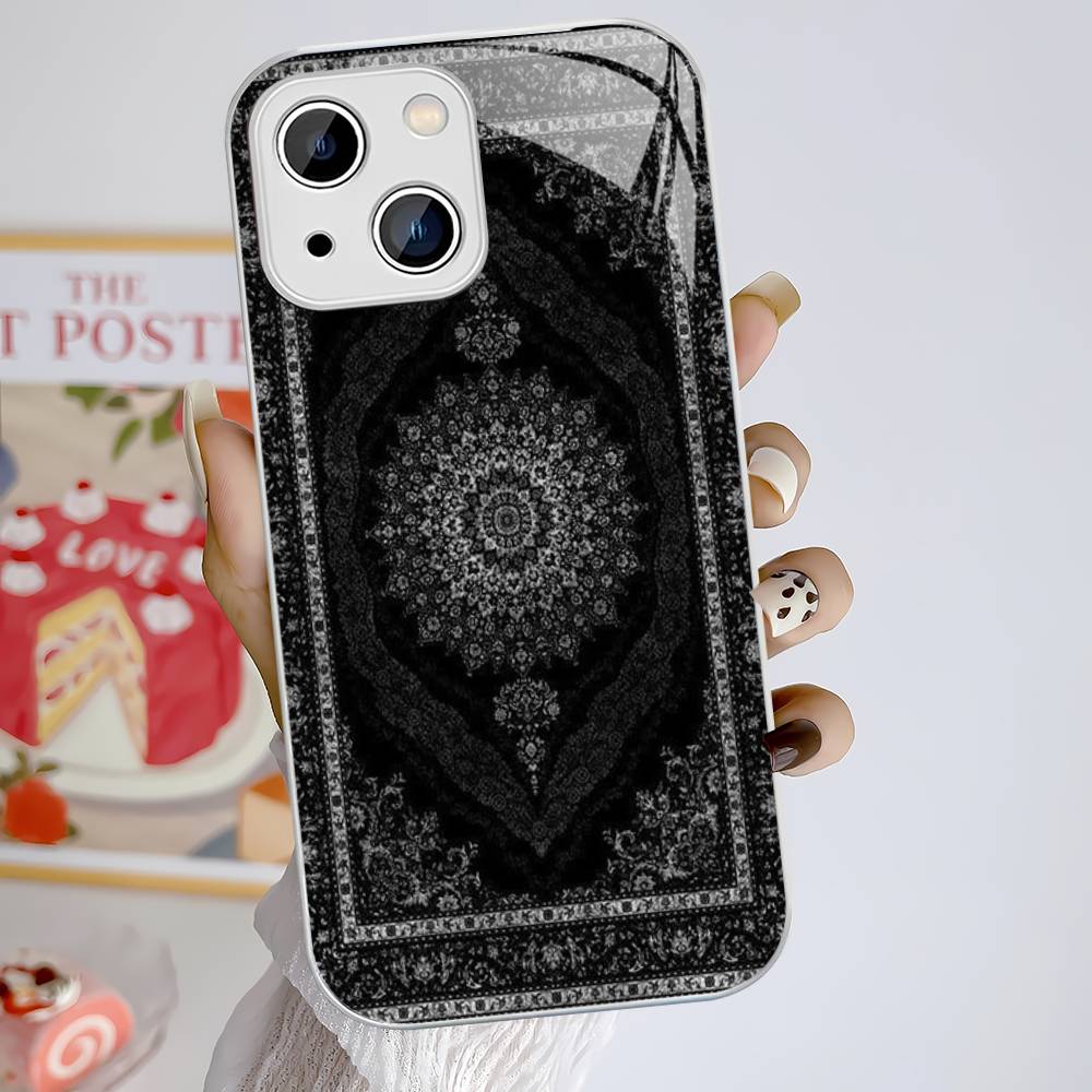 Персидский ковер Цветочный узор Закаленное стекло Для iPhone 14 13 12 11 Pro Mini XS MAX 14Plus X XS XR Чехлы
