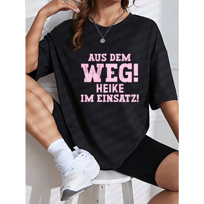 Белая футболка с розовым текстом Aus Dem Weg Heike Im Einsatz Повседневная одежда для женщин