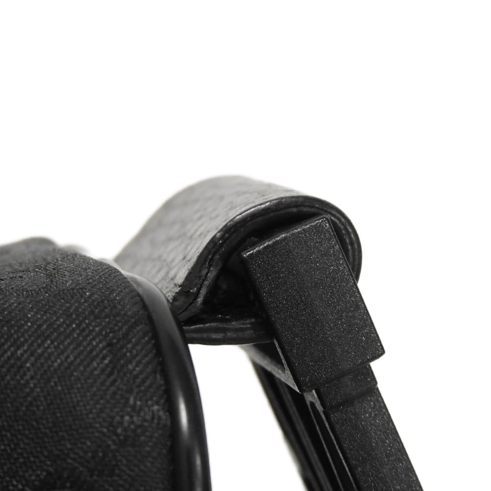 Used 9539 GG Nylon Waist Pouch 449182 7929 Leather Patch Gray Shoulder Bag with Embossed Logo Black Men's from Japan