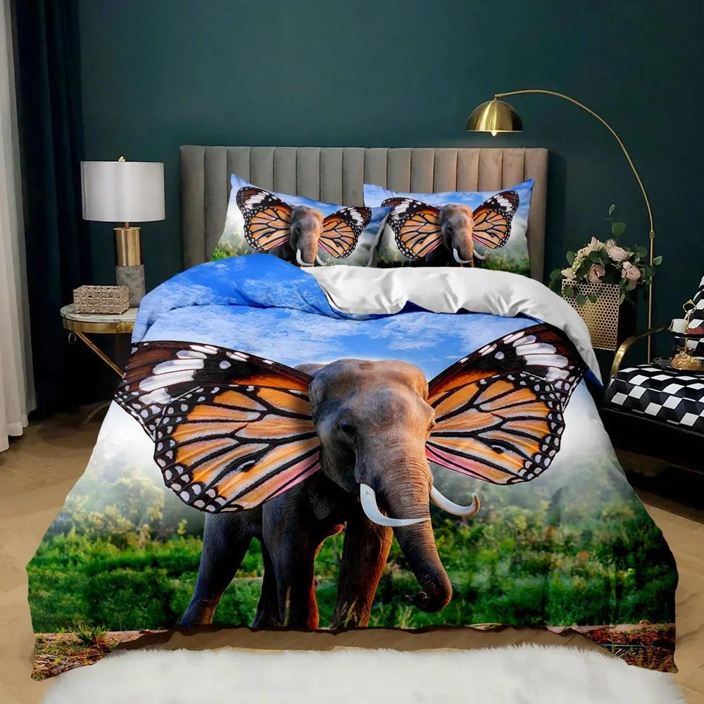Boho Elephant Duvet Cover Set Bohemian Mandala Elephant Bedding Set Safari Animal Indian Exotic Queen King Polyester Quilt Cover