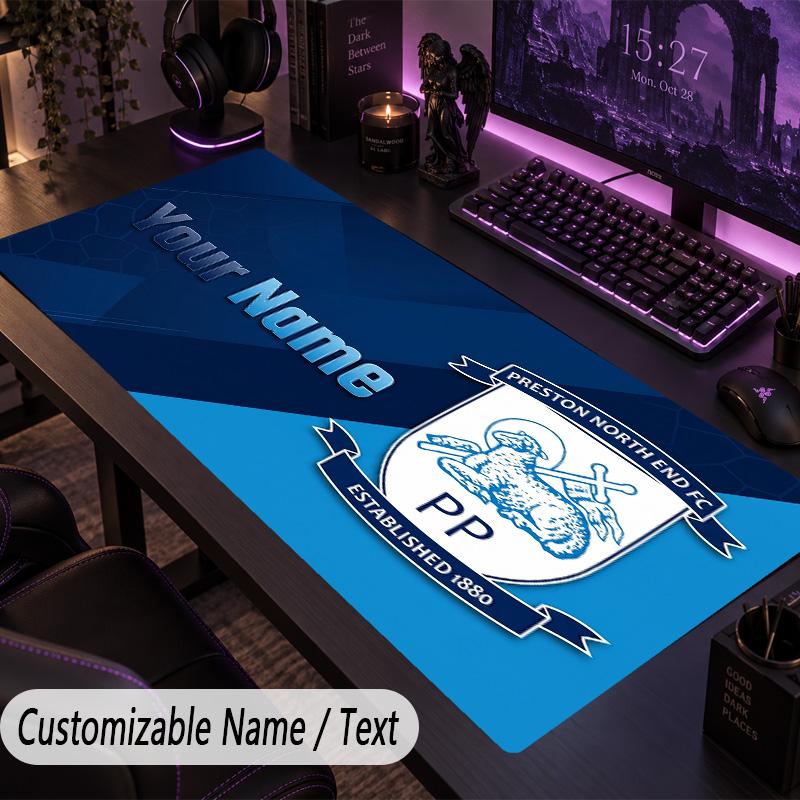 Large Mouse PadPreston North End Custom Name Text Personalized Desk Mat Non Slip Gaming Pad