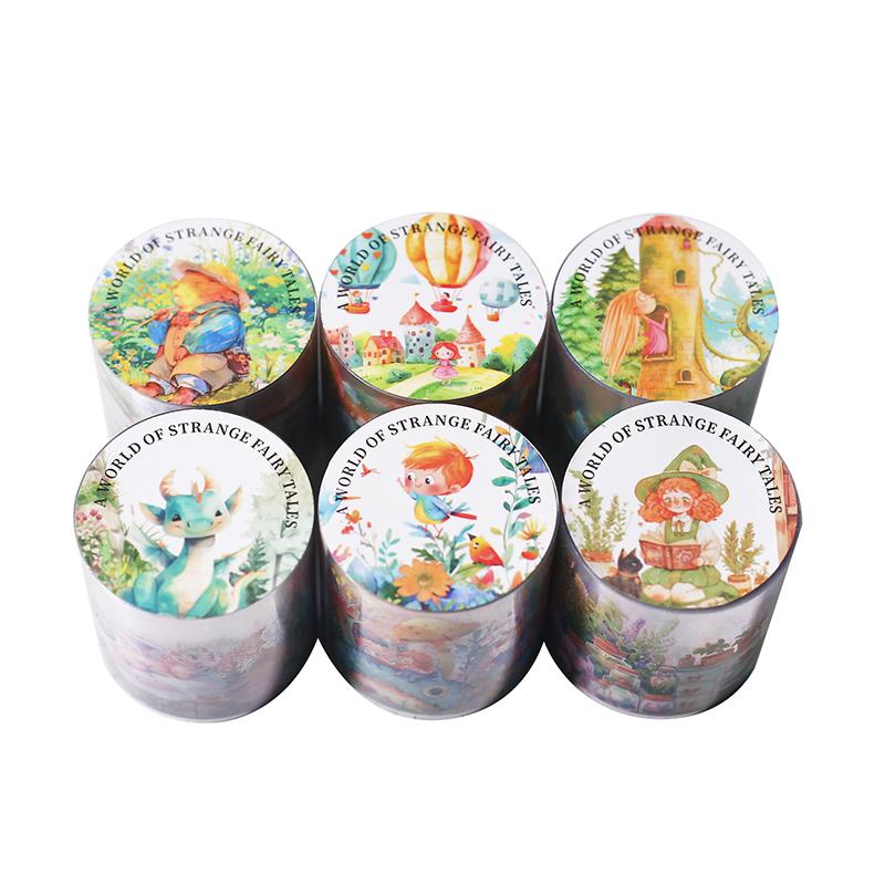 2m/roll Kawaii aesthetic stationery stickers, bizarre fairy tale PET masking tape DIY scrapbook stickers Junk Journal Supplies