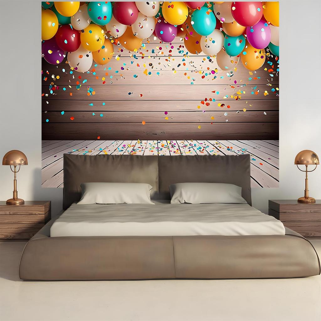 2D flat printing party banner, 1 piece per pack. Colorful carnival balloon ribbon background banner. Party decoration.