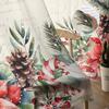 Christmas Poinsettia Berry Curtains For Living Room Bedroom Home Decoration Window Voile Tulle Curtain Drapes