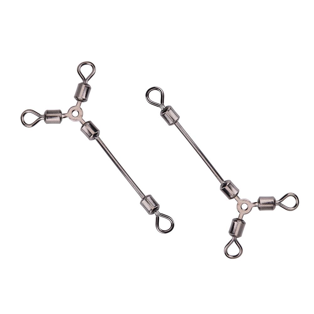 15Pcs Durable Y Shape 3 Way Rolling Swivels Fishing Hook Lure Connectors Tackle Accessory(12#)