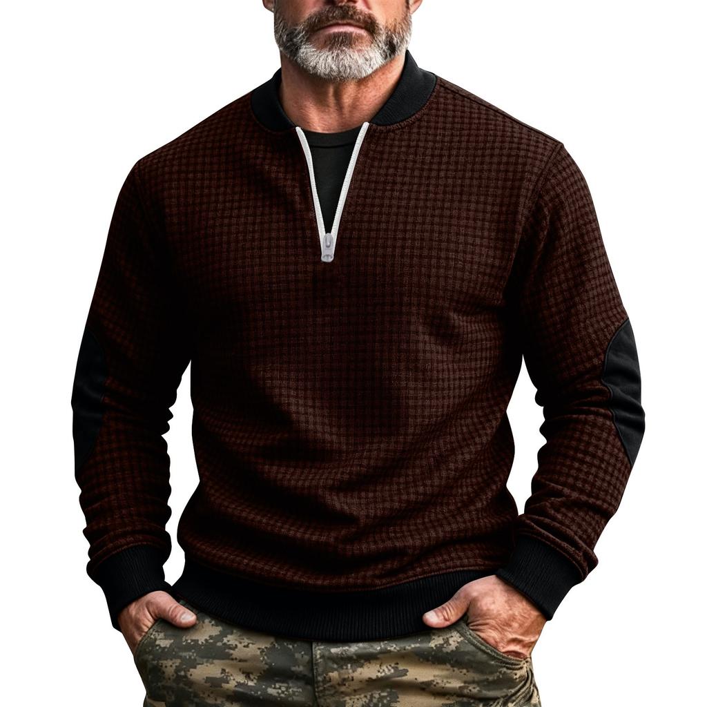 Men's Solid Color Half-Zip Sweatshirt Men's Sports Large Size Casual Sweatshirt