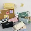 Ins Lattice Pencil Case Washable Storage Bag School Supplies Canvas Estuche  Student