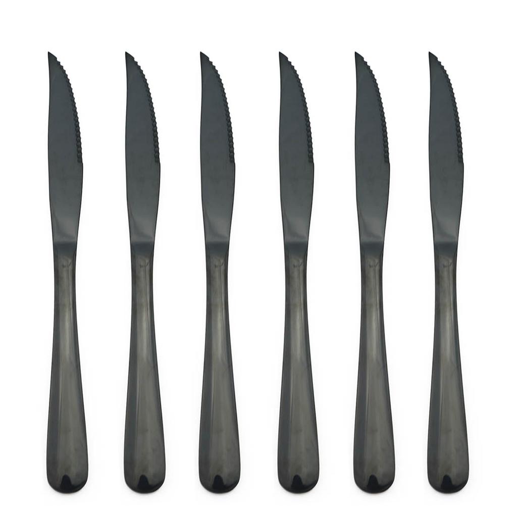 6pcs High Quality Stainless Steel Rose Gold Steak Knife In Dinnerware Set Restaurant Sharp Steak Knives Tableware Cutlery Set