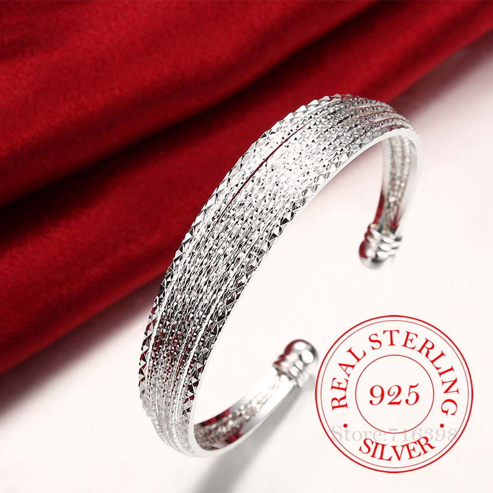 925 Sterling Silver Braided Bangles For Women Wedding Engagement Party European American Style Bracelet Jewelry