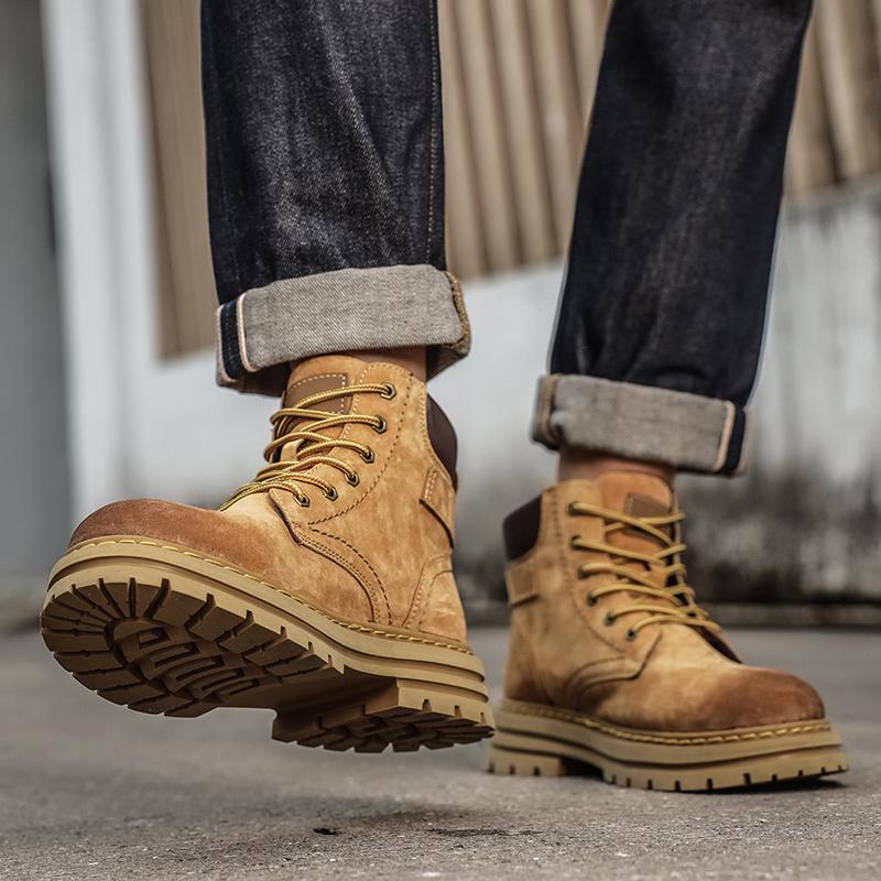 Platform Lace-Up Shoes for Men Casual High Top Boots Sneakers New Arrival Men's Boots Fashion All-match Motorcycle Ankle Boot