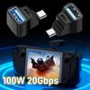 100W Fit for Steam Deck 2-in-1 Extension Connector Right Angle Type-C USB C Adapter For ASUS Rog Ally Game Console Accessories