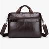 Мужской портфель из натуральной кожи с двойными передними карманами, большая вместительная сумка для ноутбука, диагональная деловая сумка через плечо