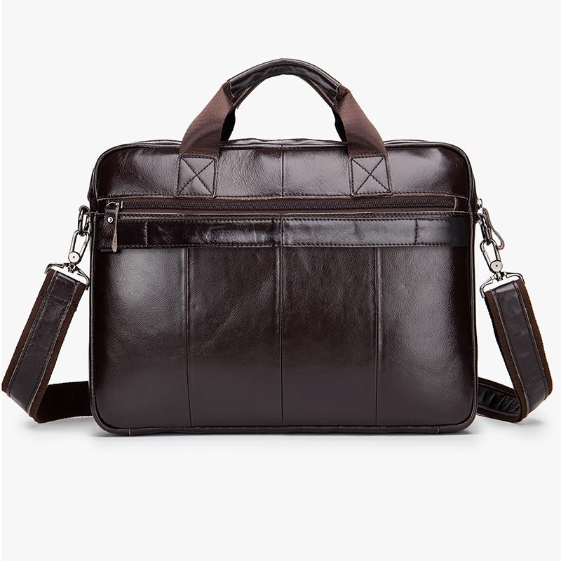 Мужской портфель из натуральной кожи с двойными передними карманами, большая вместительная сумка для ноутбука, диагональная деловая сумка через плечо