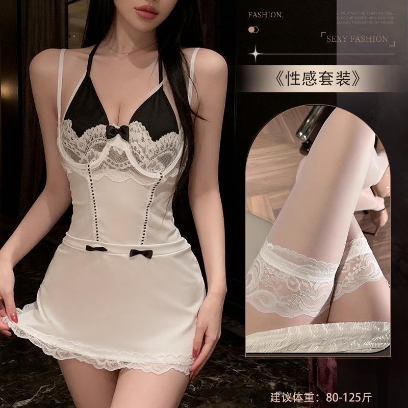 Sex underwear, sexy suspender skirt, two-piece suit, slim fit and large hip skirt, pure desire uniform temptation suit.