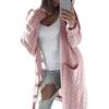 Knitted Coat Double Pockets Warm Skin-Touch Trendy Cardigan Style Pure Color Mid-Length Sweater Female Knitwear