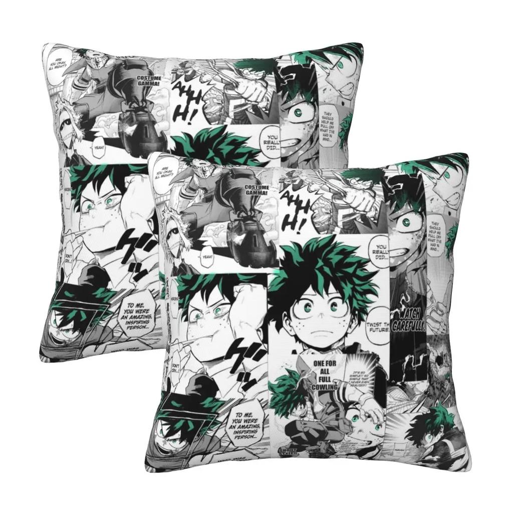 My Hero Academia Deku Manga Collage 2 Pcs Square Pillowcase Pillow Cover Cushion Decor Comfort Throw Pillow For Home Sofa