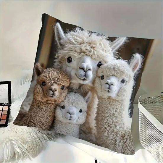 Alpaca Pattern Pillowcase Vivid Animal Printing Universal Size Pillow Cover with Hidden Zipper Home Decor