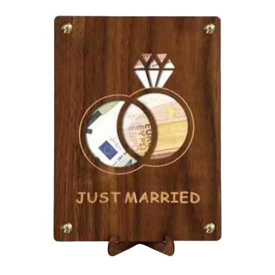 Wooden Money Holder Money Envelope with Hollow-out Pattern Cash Holder Wedding Cash Gift Holder for Christmas Birthday Graduation Festival