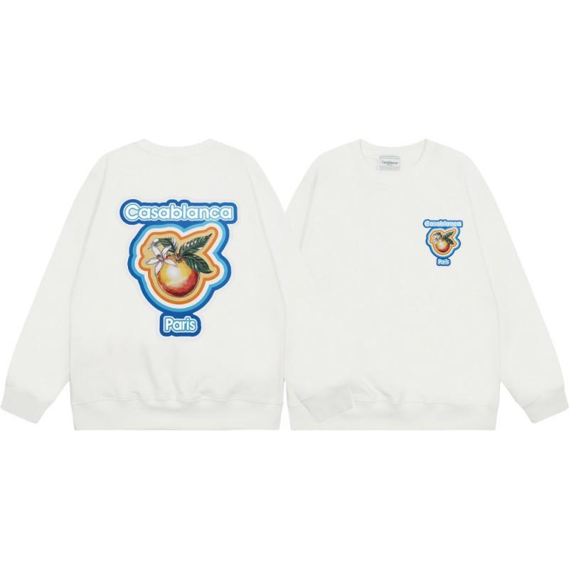 Casablanca Streetwear Oversized Cotton Hoodless Sweatshirt With Letter Print 380g Heavyweight Crewneck Pullover Men