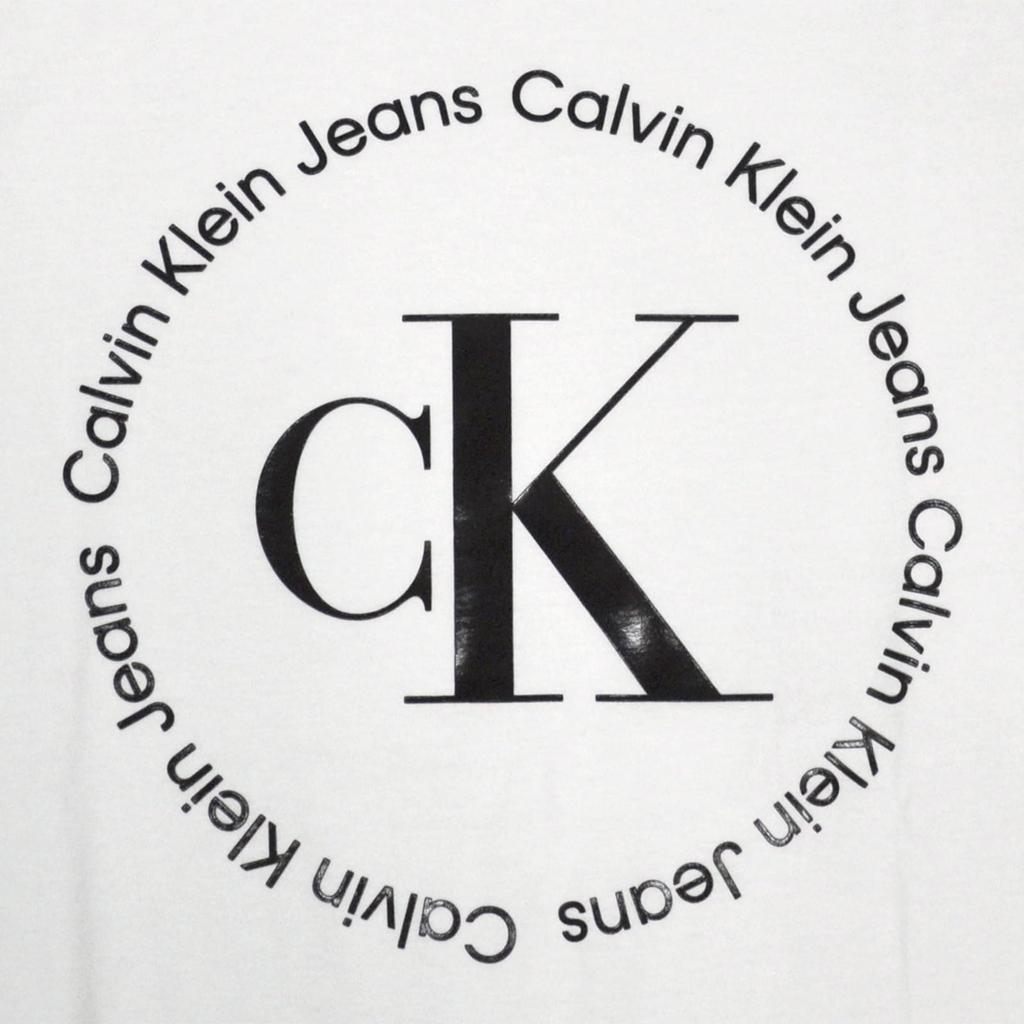 Calvin Klein Crew Neck Short Sleeve with Round Size M [Calvin Klein] Men's T-Shirt Logo, White, [Used]