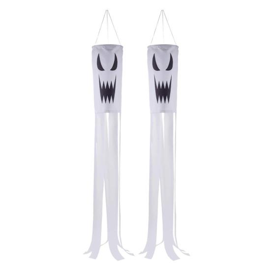 Halloween Ghost Windsock Flag 40 Inch Outdoor Hanging Decor Spooky Flying Ghost Wind Socks for Yard Patio Garden Pathway Tree Decor
