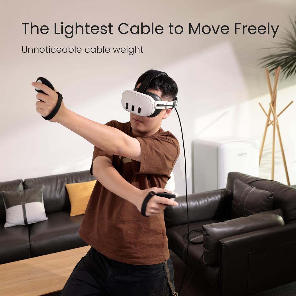 KIWI Design 3Meter Link Cable Accessories Compatible with Quest 4 Supports 5 Gbps Super Speed with USB Link Cable Oculus/Meta Quest3S/3 2/Pro/Pico 3.0