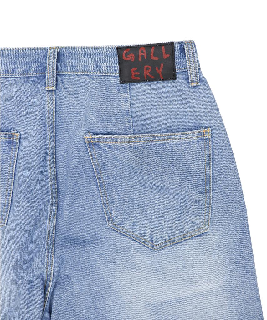1011 GALLERY G Logo Denim Shorts - Light Blue
