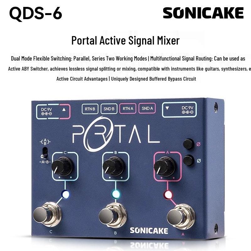 Педаль эффектов для электрогитары Sonicake QDS: Акустический предусилитель, Басовый дилей, Реверберация, Десятиполосный эквалайзер