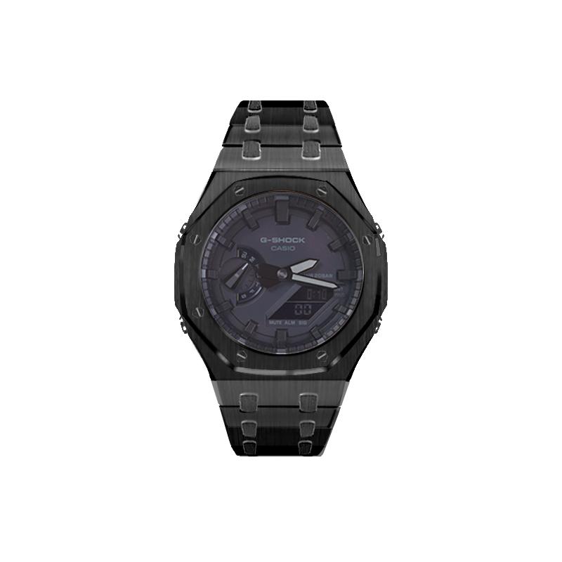 Casio Мужские часы с ЖК-дисплеем и аналоговым двойным дисплеем Серия Black GA-2100-1A1(Watch8--)