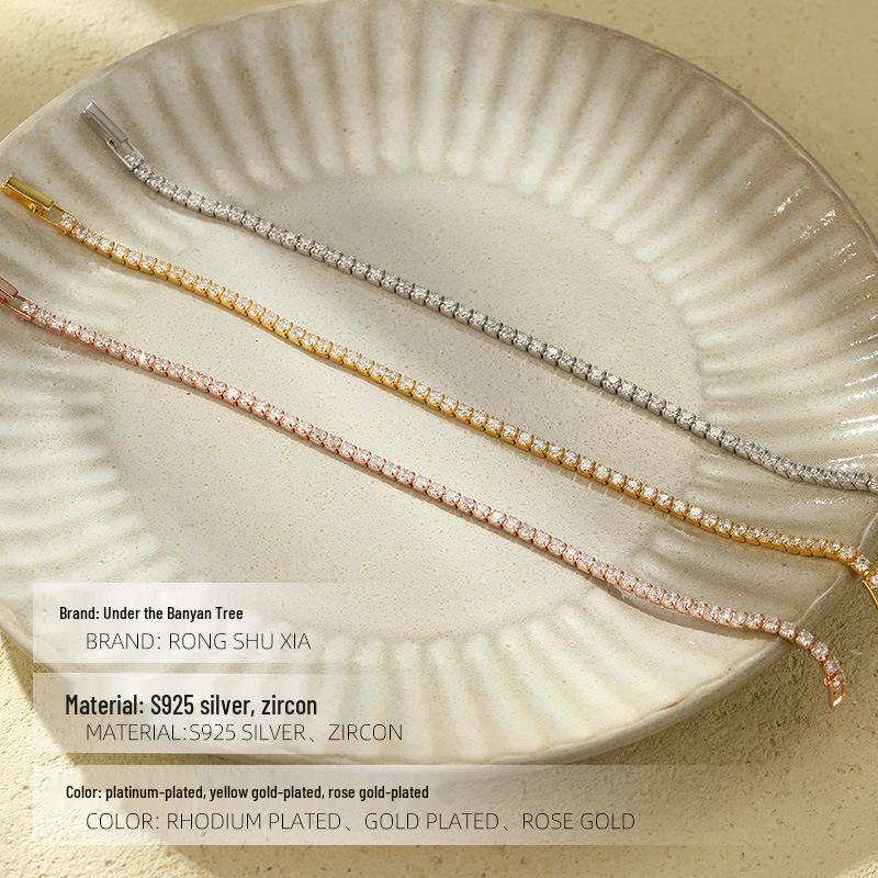 Under the Banyan Tree S925 Silver Diamond-Studded Luxury Bracelet for Women - Exquisite, Trendy, and Sophisticated Jewelry.