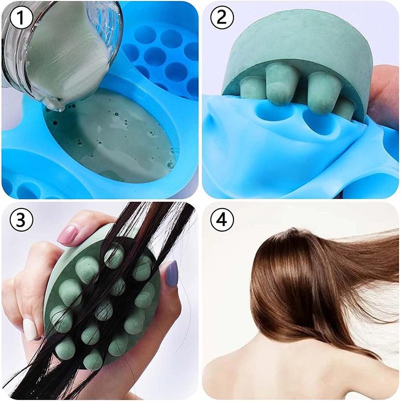 LMETJMA 3D Silicone Massage Bar Soap Molds Handmade Soap Molds for Soaps Making DIY Hair Scalp Brush Soap Bar Molds JT356