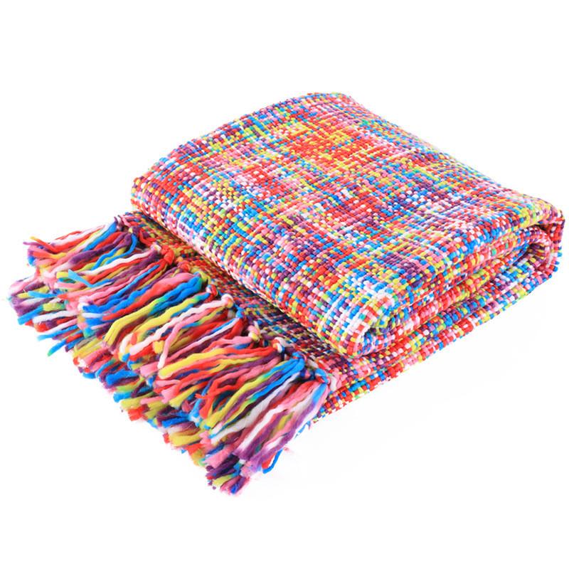 Мягкий и роскошный акриловый плед для дивана в ярких цветочных и оранжевых тонах