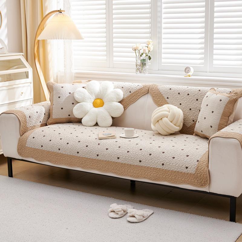 Pastoral Ins Wind Cotton Sofa Cushion, Four-Season Universal Non-Slip Seat Cushion, Leather Wood Sofa Cover, Cover Towel, Cover Cloth