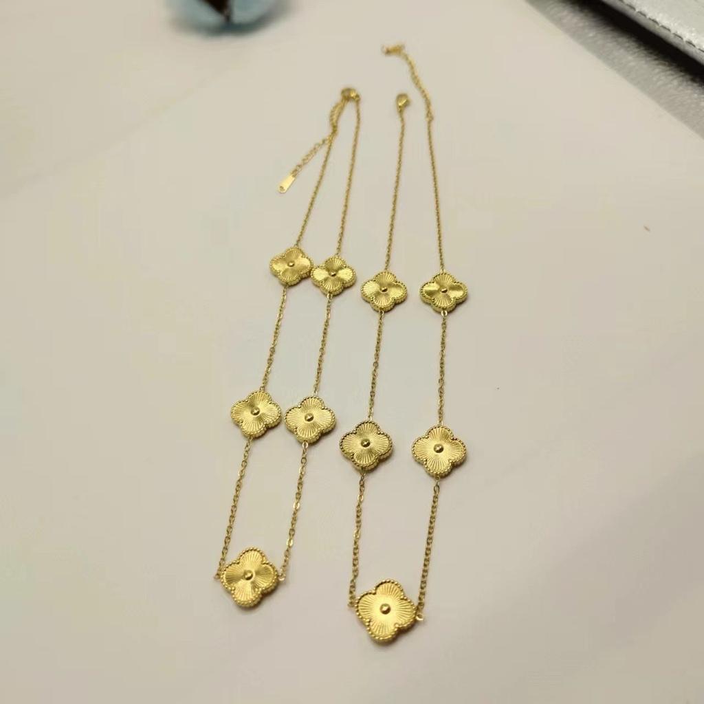 13MM Titanium Steel 5 Flowers Necklace Fashion Titanium Steel Four Leaf Clover Ladies Necklace