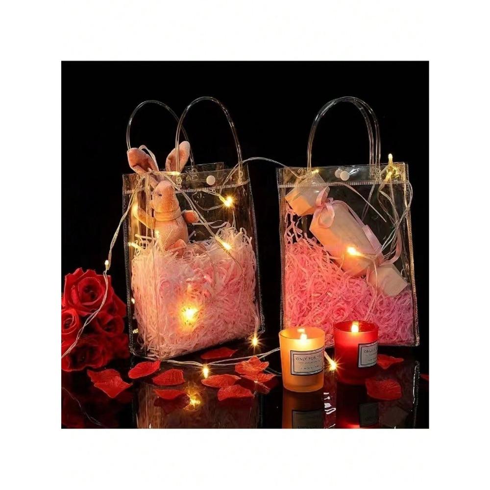 1 шт. Пластиковые подарочные пакеты с ручками, Многоразовые прозрачные сумки-тоут из ПВХ на кнопке для Дня матери, Пасхи, Рождества, Свадьбы