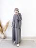 2024 Ближний Восток Мусульманский женский серый вязаный пуловер и юбка-свинг