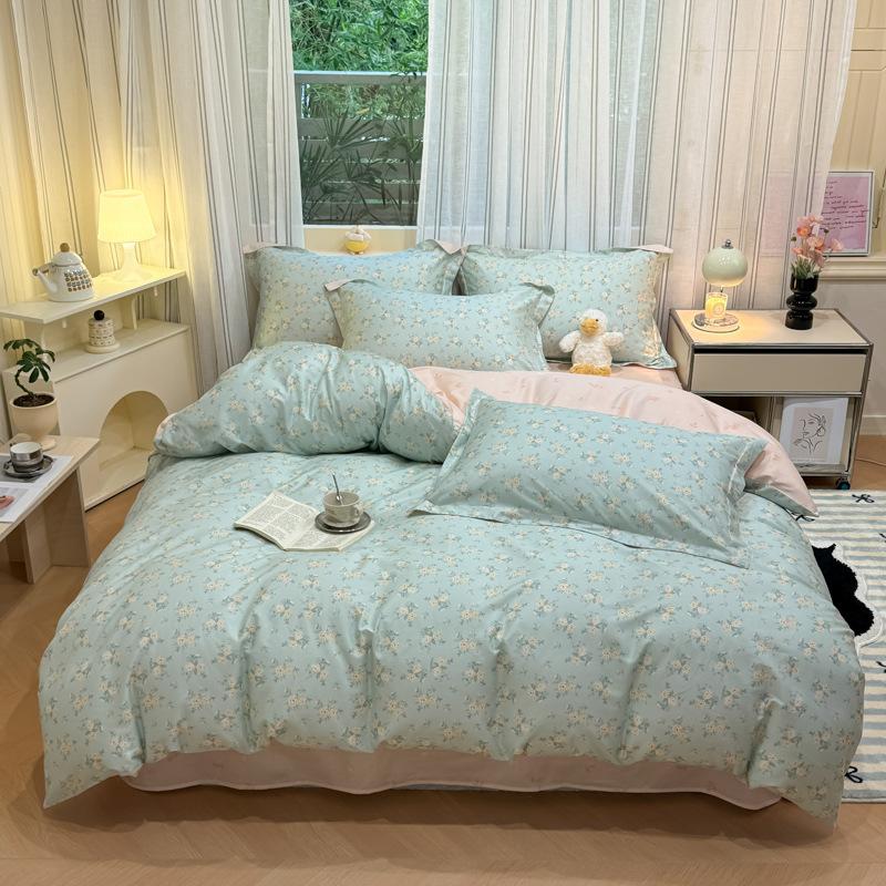 Комплект из четырех предметов, пододеяльник из чистого хлопка, простыня из хлопка, комплект из трех предметов для односпальной кровати в общежитии