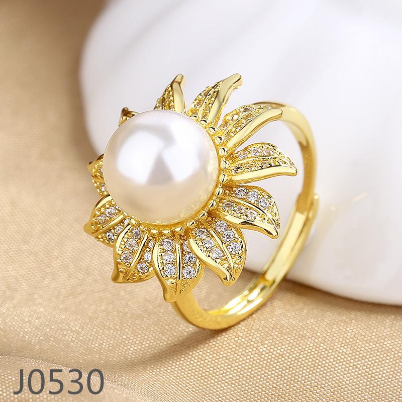 Корейское кольцо с жемчугом класса люкс для женщин – Высококачественное регулируемое украшение на указательный палец, настраиваемая оправа.