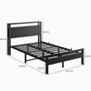 Bed 120x200 with Storage, Metal Bed Frame with USB Charging Function & LED Lighting, Modern Storage Bed with Headboard Shelf, Youth Bed/Guest Bed