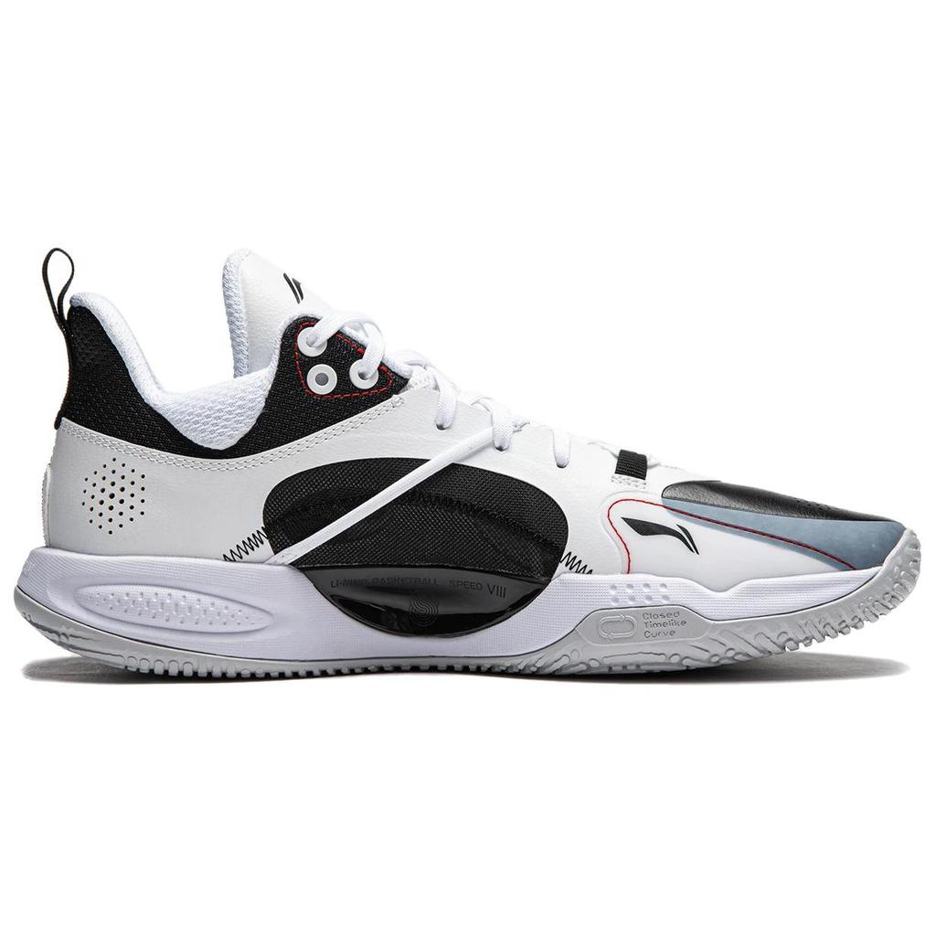 Li Ning Удобные и модные нескользящие износостойкие амортизирующие низкие мужские баскетбольные кроссовки Белые Черные ABPU053-1