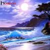 HUACAN DIY 3D Алмазная картина Море и Луна Вышивка Крестом Ремесло Стежок Домашний декор