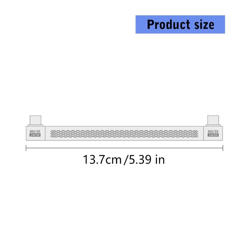 Кабель USB4 Кабель Type C Поддержка передачи данных 80 Гбит/с Четкое видео 8K@60 Гц Быстрая зарядка 240 Вт Для телефонов Планшетов Ноутбуков