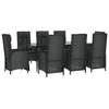VidaXL 9-piece Garden Dining Set and Cushions Black Wicker, Dining Set, Dining Set 3185176