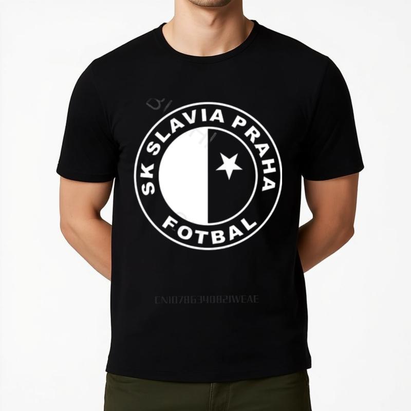 Мужская хлопковая футболка Летняя брендовая футболка SK Slavia Praha Футболка Чехия Прага Принт Футболка Унисекс футболка Свободный стиль