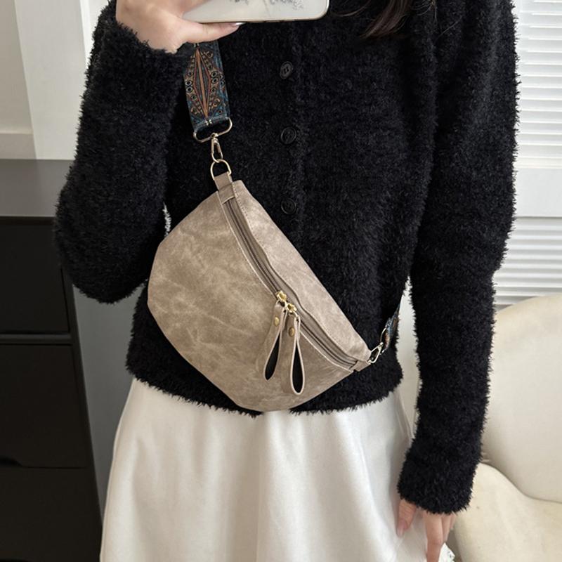 Женские поясные сумки из искусственной кожи Стильная сумка-хобо Однотонная на плечо Роскошная дизайнерская нагрудная сумка Широкий ремень Модная поясная сумка KTY