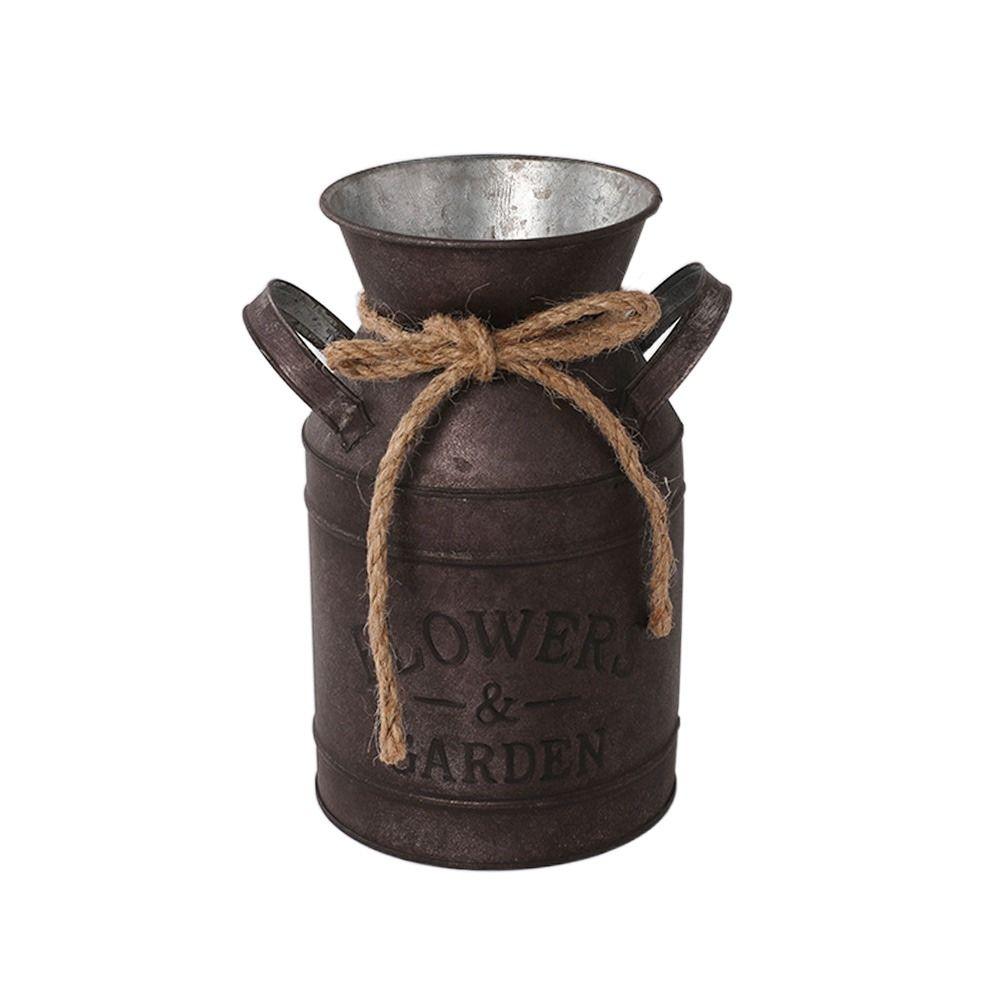 Balcony Flower Pot Vintage Iron Flower Pot Iron Sheet Metal Flower Vase Portable Garden Bucket