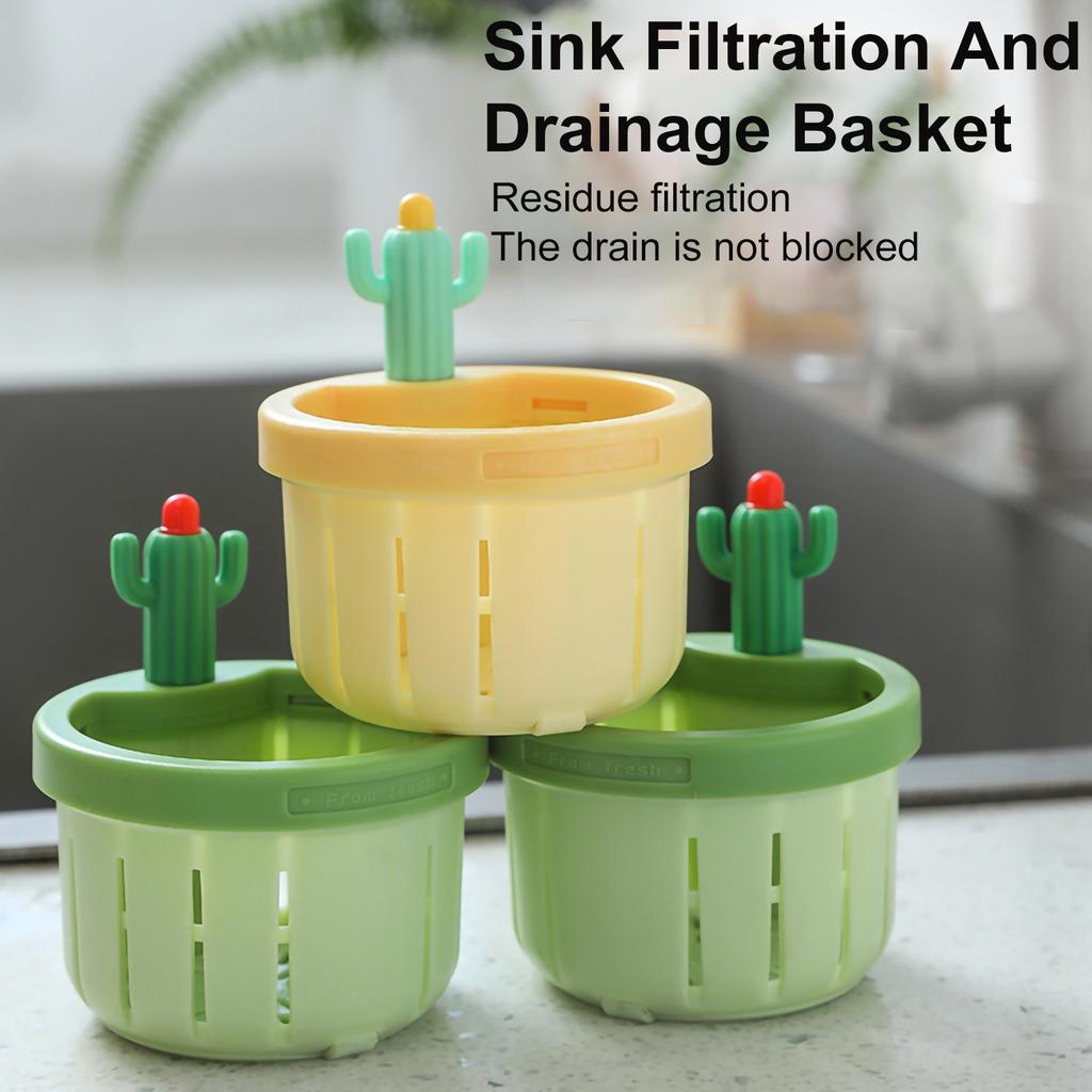 Фильтр для кухонной мойки, автоматический сливной фильтр, корзина для слива, фильтр для мусора, полка, фильтр для мусора, дизайн в виде мультяшного кактуса, многофункциональный
