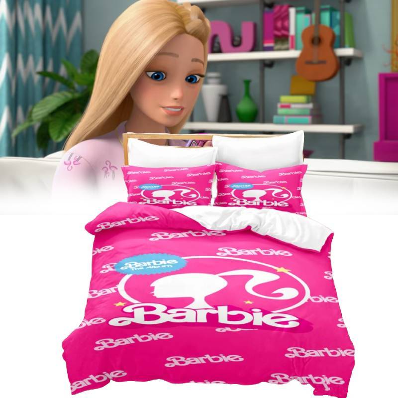 Barbie Floral Bedding Set With Active Dye Printing For Modern Bedroom Decor And Daily Use